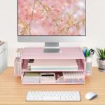 AUPSEN Pink Dual-Tier Monitor Stand and Organizer