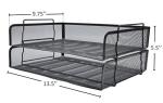 EASEPRES 2 Pack Stackable Desk Paper Tray, Metal Mesh Desktop Document Letter File Organizer for Office Home School, 13.5'' L x 9.75'' W x 5.5'' H, Black
