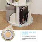 Rotating Bookshelf, 360° Spinning 4-Tier Floor Standing Narrow Bookcase with Large Capacity and Compact Design, Wood Book Storage Organizer for Small Spaces, Kids Room or Bedroom White