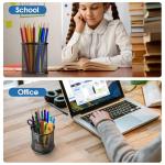 MaxGear Pen Holder, 3 Pack Pencil Holder for Desk, Premium Mesh Metal Desk Organizer with Non-Slip EVA Pad, Desk Accessories & Workspace Organizers for Home, School & Office, Black, 3.7’’ Tall