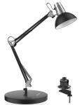 LEPOWER Metal Desk Lamp, Adjustable Goose Neck Architect Table Lamp with On/Off Switch, Swing Arm Desk Lamp with Clamp, Eye-Caring Reading Lamp for Bedroom, Study Room &Office (Black)