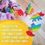 Dinosaur Pop Fidget Toys Set, Silicone Rainbow Dinosaur Popper Fidget Set for Children, Sensory Squeeze Toys Stress Reliever Tool for Kids Adult ADHD T-Rex 4 Pack