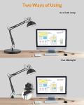 LEPOWER Metal Desk Lamp, Adjustable Goose Neck Architect Table Lamp with On/Off Switch, Swing Arm Desk Lamp with Clamp, Eye-Caring Reading Lamp for Bedroom, Study Room &Office (Black)