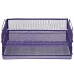 EASEPRES 2 Pack Stackable Desk Paper Tray, Metal Mesh Desktop Document Letter File Organizer for Office Home School, 13.5'' L x 9.75'' W x 5.5'' H, Purple