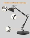 LEPOWER Metal Desk Lamp, Adjustable Goose Neck Architect Table Lamp with On/Off Switch, Swing Arm Desk Lamp with Clamp, Eye-Caring Reading Lamp for Bedroom, Study Room &Office (Black)