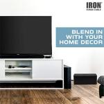 Iron Forge Cable Large Cable Management Box, 16 x 6 x 5 in, Black Cord Organizer and Hider for Wires, Power Strips & Surge Protectors - Includes Cord Sleeve, Hook and Loop Keepers, Zip Ties & Clips