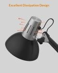 LEPOWER Metal Desk Lamp, Adjustable Goose Neck Architect Table Lamp with On/Off Switch, Swing Arm Desk Lamp with Clamp, Eye-Caring Reading Lamp for Bedroom, Study Room &Office (Black)