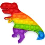 Dinosaur Pop Fidget Toys Set, Silicone Rainbow Dinosaur Popper Fidget Set for Children, Sensory Squeeze Toys Stress Reliever Tool for Kids Adult ADHD T-Rex 4 Pack