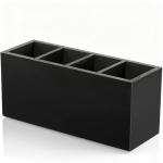 Bivvclaz Pencil Pen Holder for Desk, Wooden Office Desk Organizers and Accessories with 4 Slots for Countertop, Makeup Brush Holder Organizer for Bathroom Vanity, Silverware Caddy for Party, Black