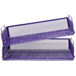 EASEPRES 2 Pack Stackable Desk Paper Tray, Metal Mesh Desktop Document Letter File Organizer for Office Home School, 13.5'' L x 9.75'' W x 5.5'' H, Purple