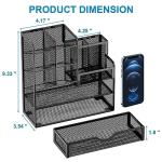 Marbrasse Mesh Pen Holder with Drawer, Black