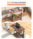 Portable Adjustable Rolling Desk with Storage Shelves