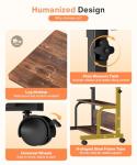 Portable Adjustable Rolling Desk with Storage Shelves