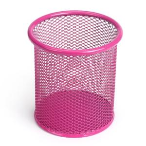 Pink Wire Mesh Pen Holder Cup for Desk