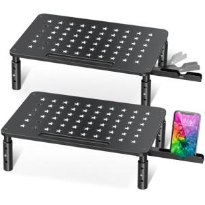 Adjustable Dual Monitor Stand with Star Mesh Design