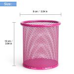 Pink Wire Mesh Pen Holder Cup for Desk