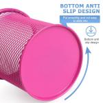 Pink Wire Mesh Pen Holder Cup for Desk