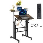 Hadulcet Mobile Rolling Standing Desk with Charging Station