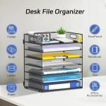 7-Tier Mesh Desk Paper Organizer with Handle