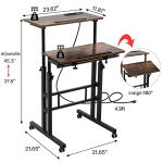 Hadulcet Mobile Rolling Standing Desk with Charging Station