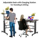 Hadulcet Mobile Rolling Standing Desk with Charging Station