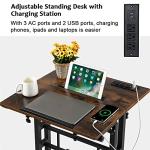 Hadulcet Mobile Rolling Standing Desk with Charging Station
