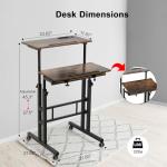 Hadulcet Mobile Rolling Standing Desk with Charging Station