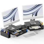 Dual Monitor Stand Riser with Drawer Storage