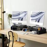 Dual Monitor Stand Riser with Drawer Storage