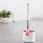 Flexible Toilet Brush and Holder Set in Orange