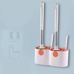 Flexible Toilet Brush and Holder Set in Orange