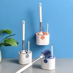 Flexible Toilet Brush and Holder Set in Orange