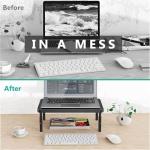 WALI Adjustable Monitor Stand with Under-Desk Storage