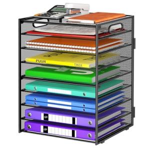Cawukege 9 Tier Black Paper Organizer with Handle