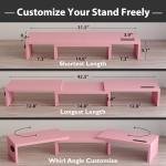 Dual Monitor Stand with Smartphone Holder, Pink