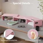 Dual Monitor Stand with Smartphone Holder, Pink