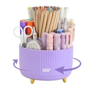 Purple 360° Rotating Pen Holder with 5 Slots