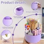 Purple 360° Rotating Pen Holder with 5 Slots