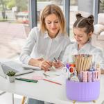 Purple 360° Rotating Pen Holder with 5 Slots