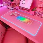 Pink RGB XL Gaming Mouse Pad with LED Lights