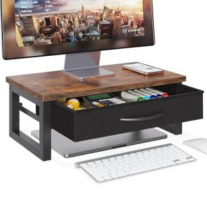 HEWORLIF Monitor Stand with Drawer and Storage
