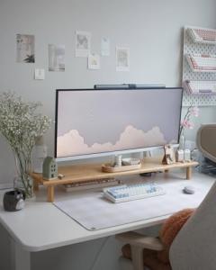 Bamboo Dual Monitor Shelf with Storage Solution