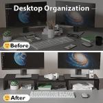 Dual Monitor Stand with Phone Holder & Storage