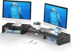 Dual Monitor Stand with Phone Holder & Storage