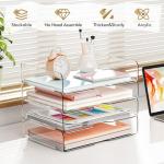 Acrylic Stackable Paper Organizer with 4 Trays