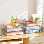 Acrylic Stackable Paper Organizer with 4 Trays