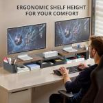Wood Desk Organizer with Dual Monitor Stand