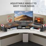 Wood Desk Organizer with Dual Monitor Stand