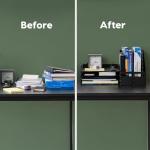 IRIS USA Stackable Metal Letter Tray Organizer 4-Pack