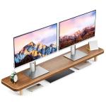 Extra Long Wooden Dual Monitor Stand with Storage